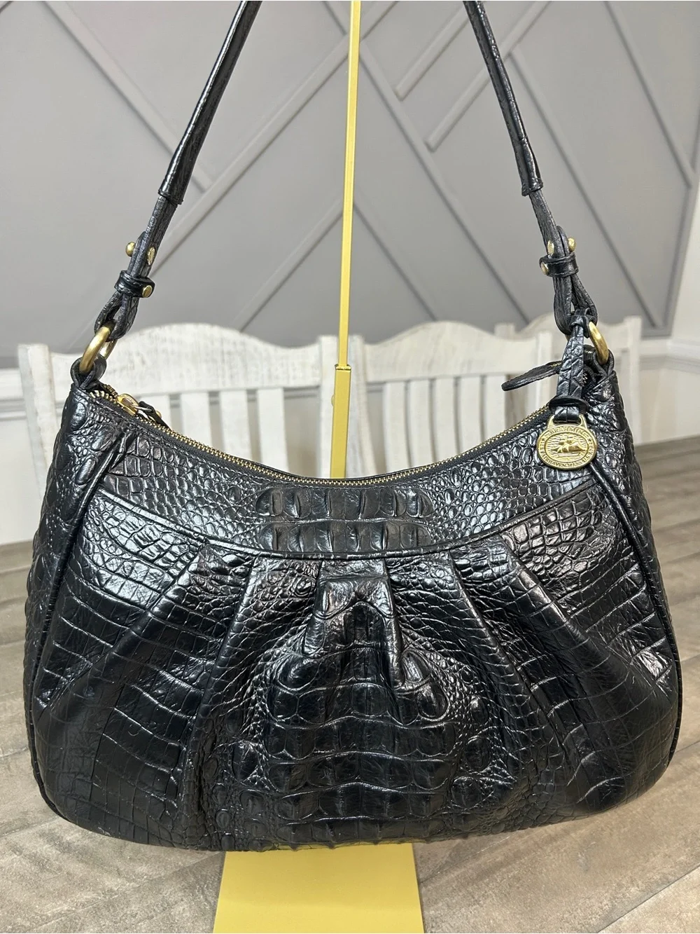 Brahmin black croc